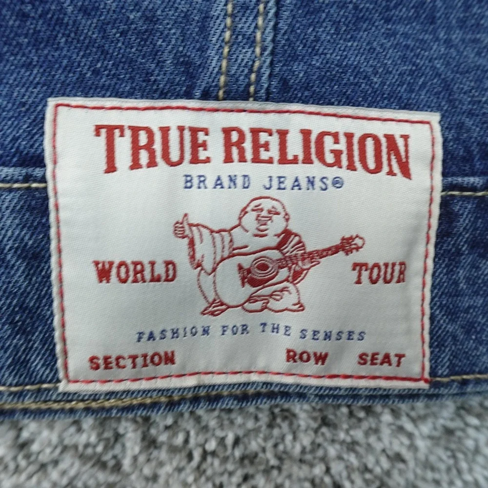 NEW True Religion Jacket Mens L Blue Denim Jean Coat Type 3 Trucker Horseshoe